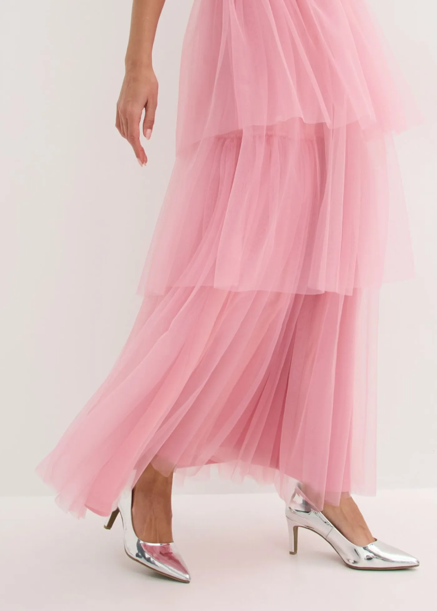 Mujer bonprix bonprix Vestido de noche con encaje y falda de tul fino