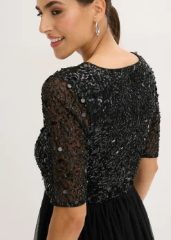 Mujer bonprix bonprix Vestido de noche de tul delicado con bordado de lentejuelas