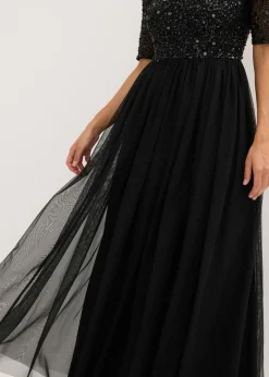 Mujer bonprix bonprix Vestido de noche de tul delicado con bordado de lentejuelas