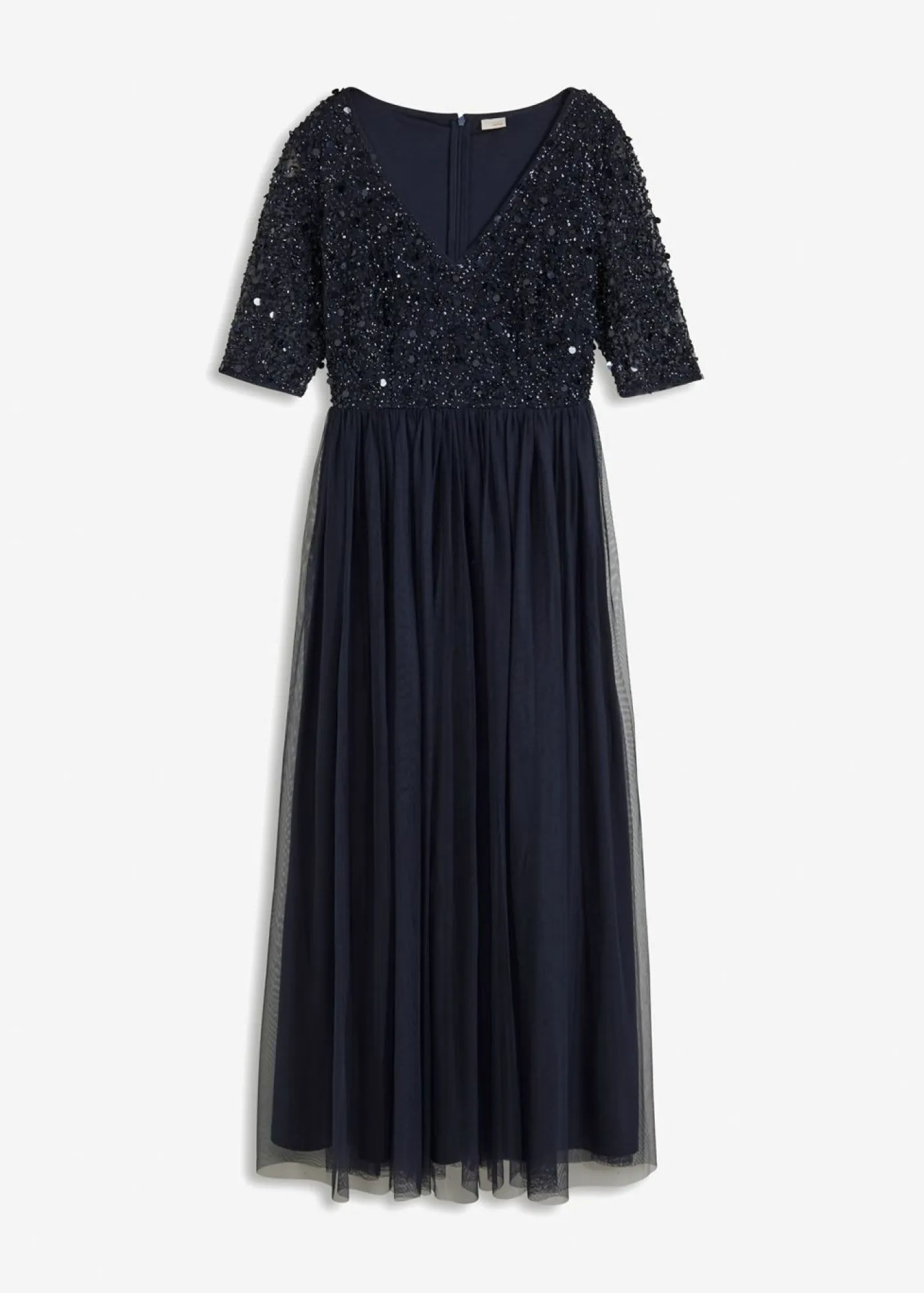 Mujer bonprix bonprix Vestido de noche de tul delicado con bordado de lentejuelas