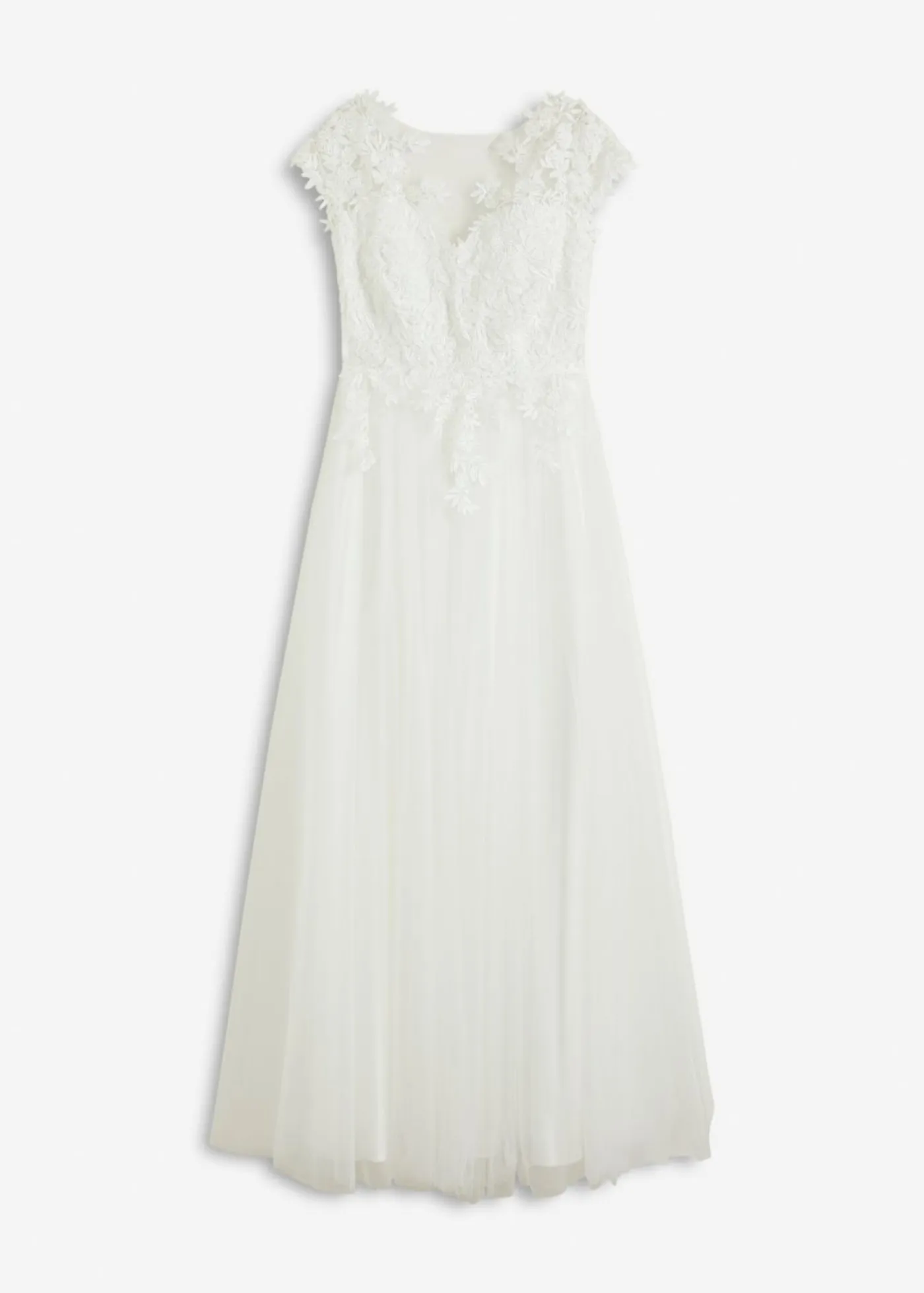 bonprix bonprix Vestidos>Vestido de novia de tul con encaje Blanco lana
