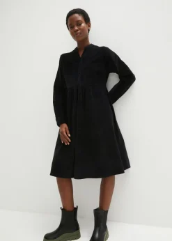 bonprix bonprix Vestidos>Vestido de pana de algodón Negro