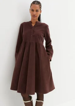 bonprix bonprix Vestidos>Vestido de pana de algodón Marrón tierra