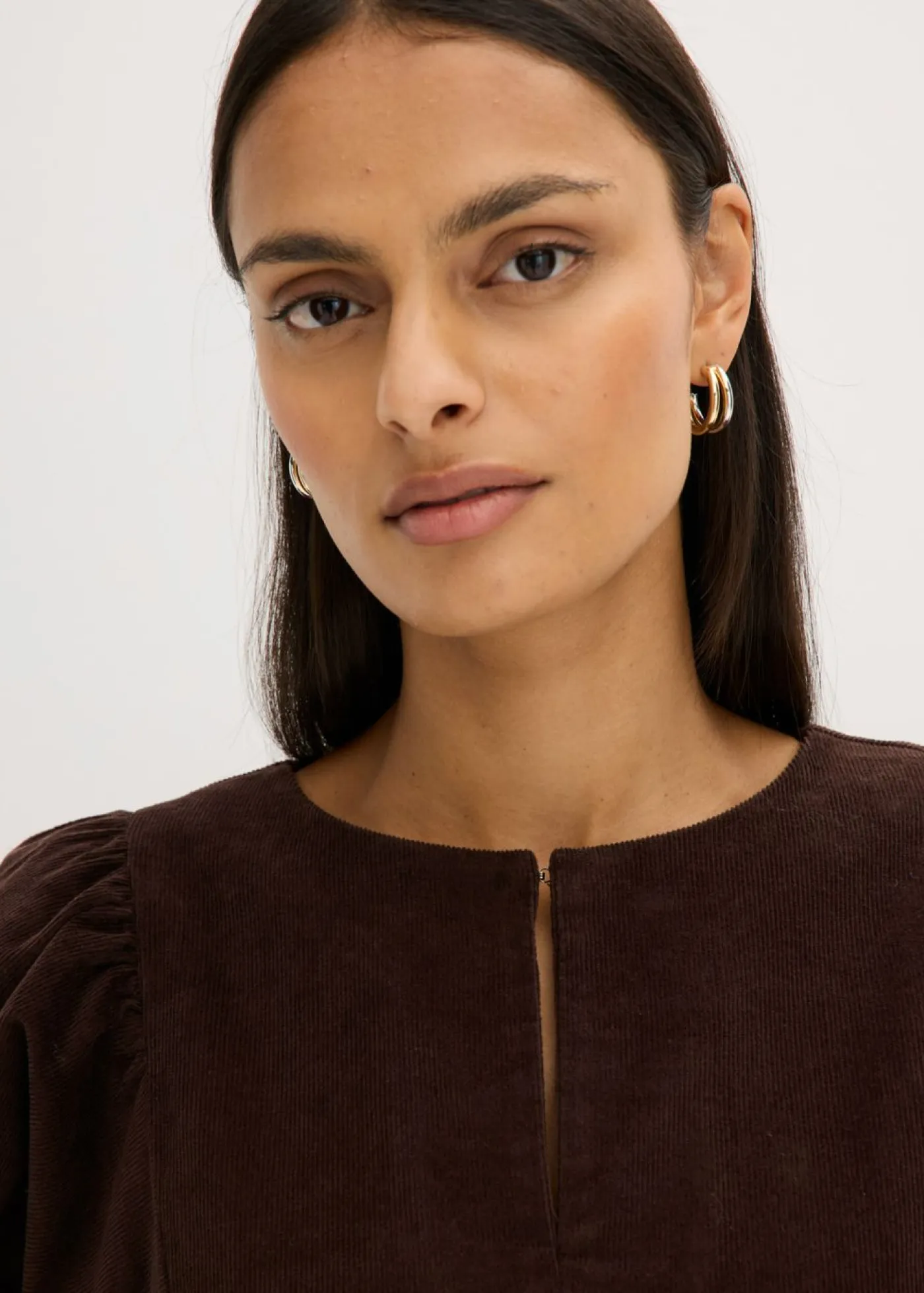 bonprix bonprix Vestidos>Vestido de pana de algodón Marrón oscuro