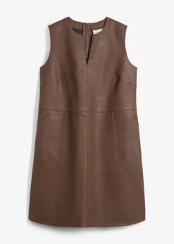bonprix bonprix Esenciales|Vestidos>Vestido de piel sintética marrón