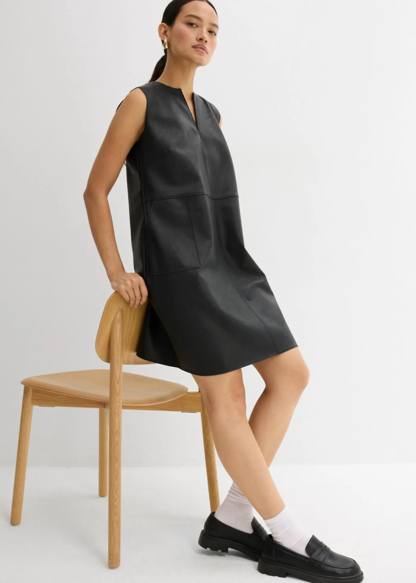 bonprix bonprix Esenciales|Vestidos>Vestido de piel sintética Negro