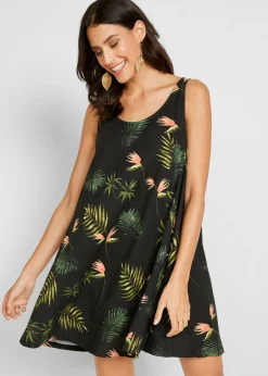 bonprix bonprix Ropa De Playa|Vestidos>Vestido de playa de algodón orgánico puro Negro-verde de flores