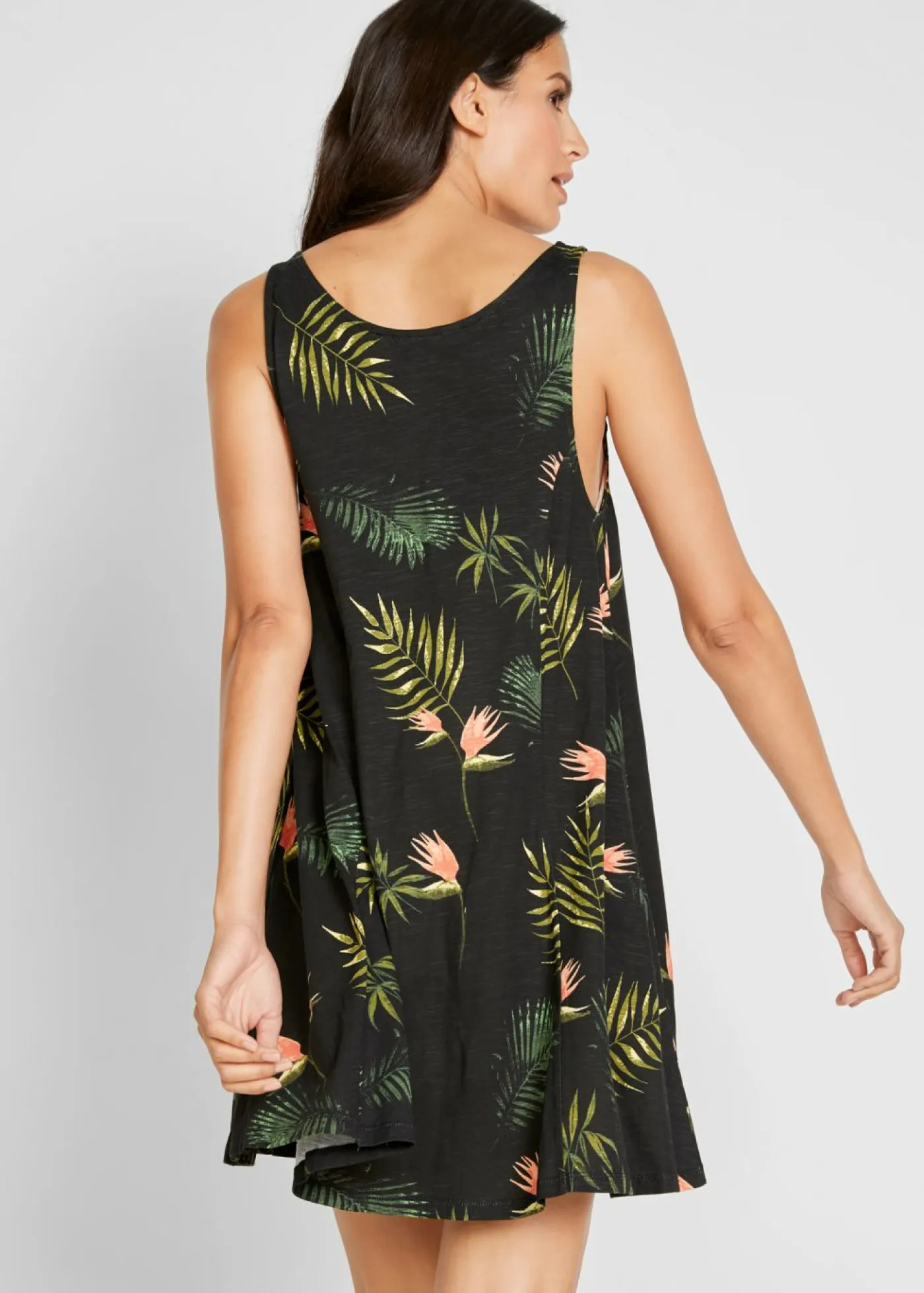 bonprix bonprix Ropa De Playa|Vestidos>Vestido de playa de algodón orgánico puro Negro-verde de flores
