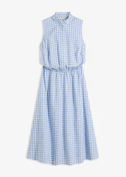bonprix bonprix Vestidos>Vestido de popelín de algodón azul provenzal-blanco lana a cuadros