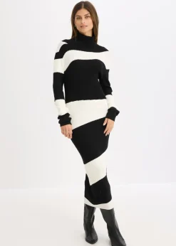 bonprix bonprix Vestidos|Ropa De Punto>Vestido de punto Negro-blanco