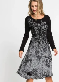 bonprix bonprix Vestidos|Ropa De Punto>Vestido de punto Negro-blanco lana