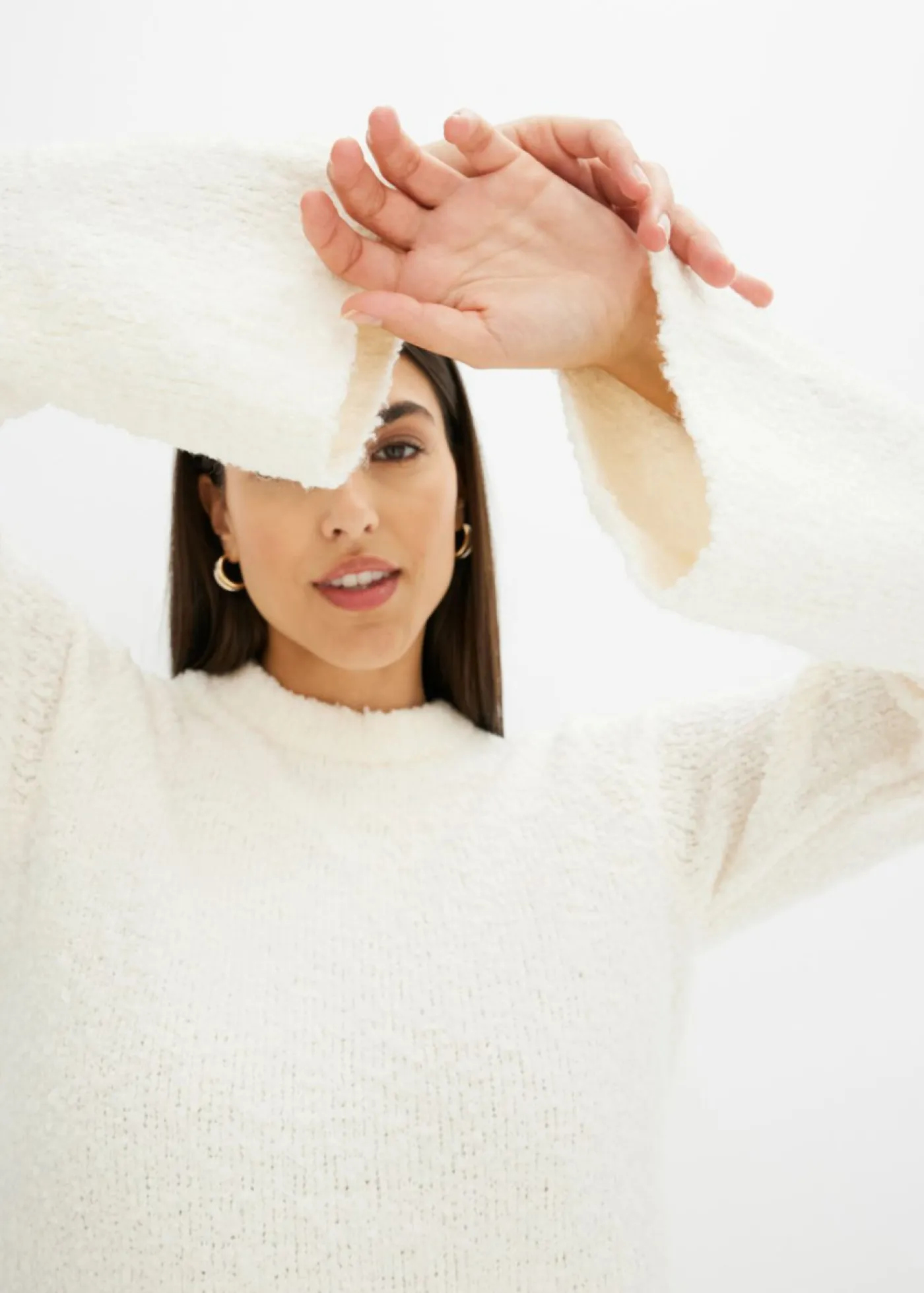 bonprix bonprix Vestidos|Ropa De Punto>Vestido de punto Blanco lana