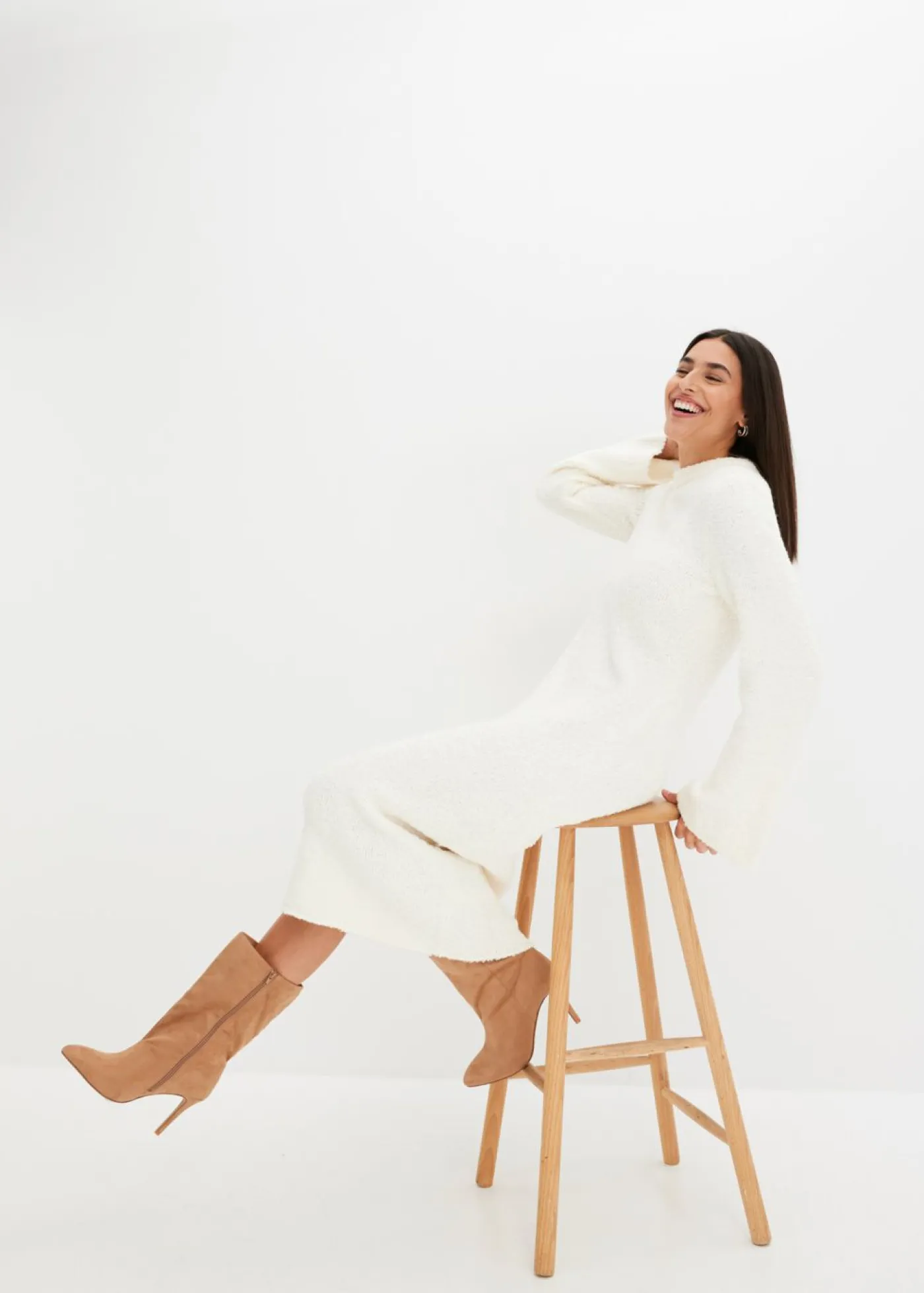 bonprix bonprix Vestidos|Ropa De Punto>Vestido de punto Blanco lana