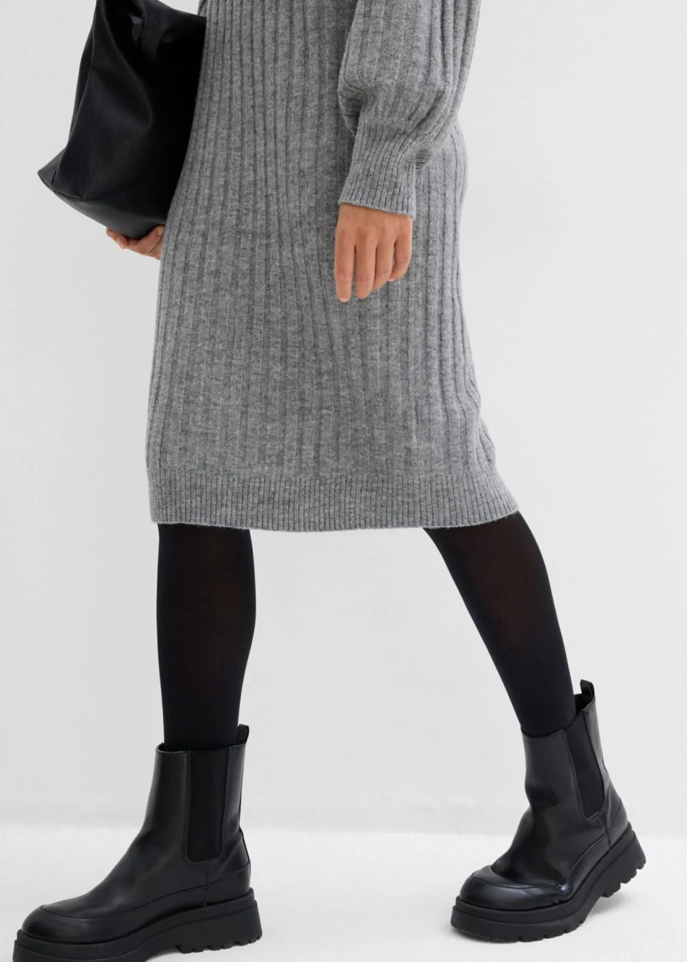 bonprix bonprix Vestidos|Ropa De Punto>Vestido de punto Gris jaspeado