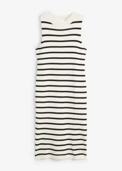 bonprix bonprix Vestidos|Ropa De Punto>Vestido de punto blanco lana-negro con rayas