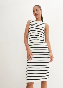 bonprix bonprix Vestidos|Ropa De Punto>Vestido de punto blanco lana-negro con rayas