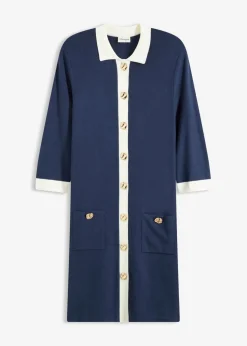 bonprix bonprix Vestidos|Ropa De Punto>Vestido de punto Azul marino + blanco lana