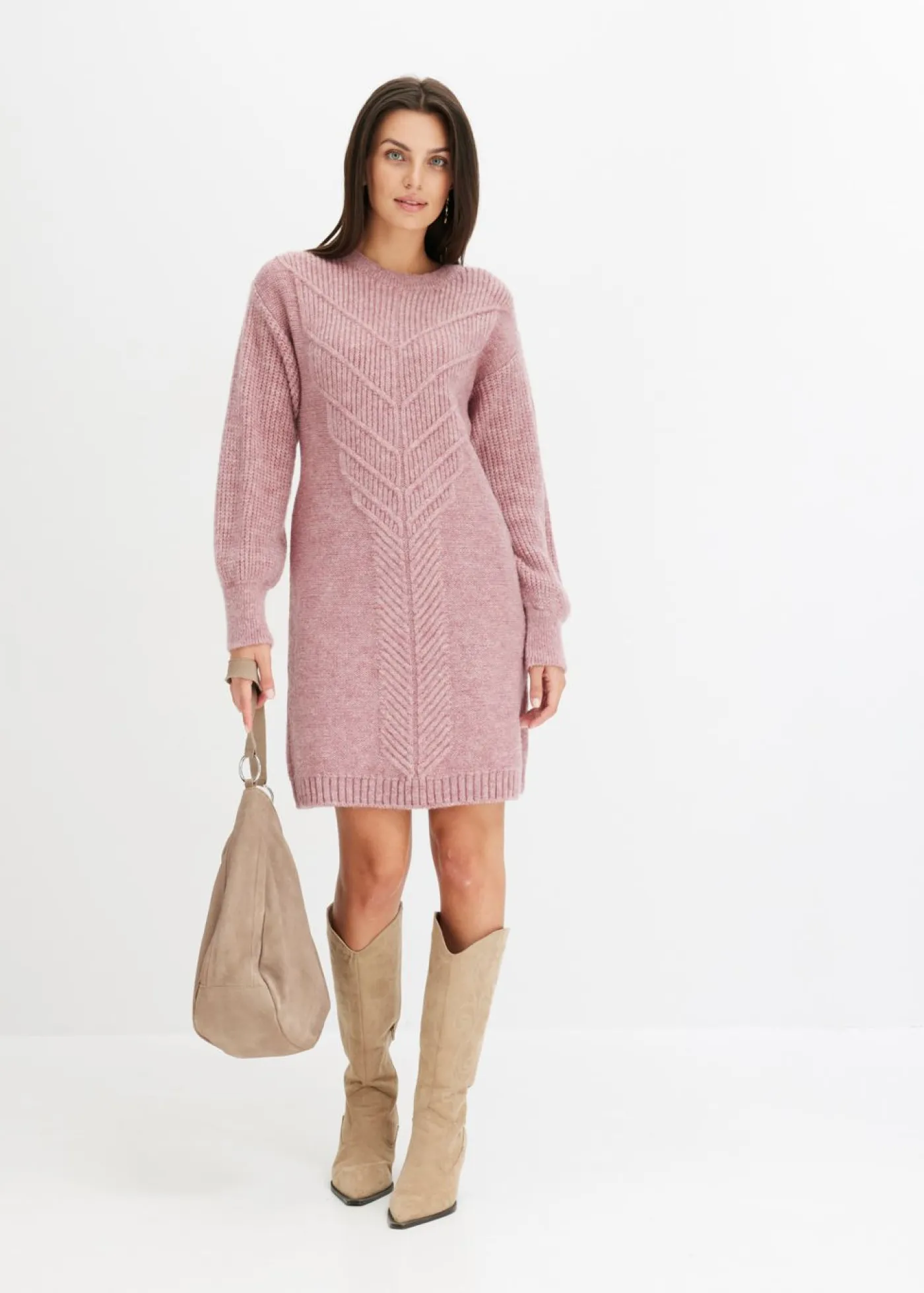 bonprix bonprix Vestidos|Ropa De Punto>Vestido de punto rosa pálido moteado