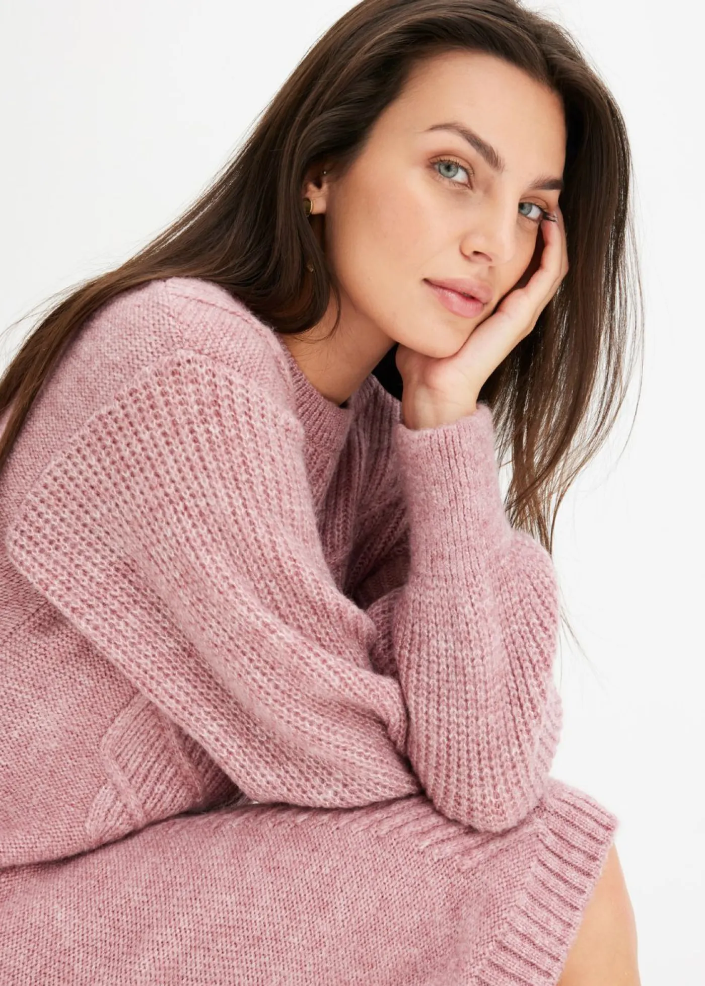 bonprix bonprix Vestidos|Ropa De Punto>Vestido de punto rosa pálido moteado