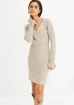 bonprix bonprix Vestidos|Ropa De Punto>Vestido de punto arena moteado