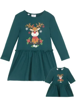 Niños bonprix bonprix Vestido de punto + vestido para muñecas de algodón orgánico puro (conjunto de 2 piezas)