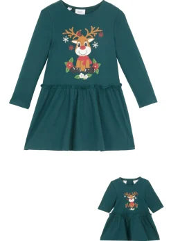 Niños bonprix bonprix Vestido de punto + vestido para muñecas de algodón orgánico puro (conjunto de 2 piezas)
