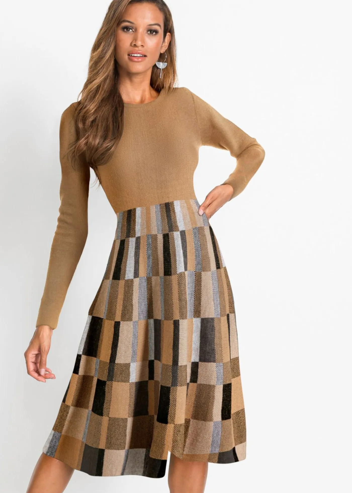 Mujer bonprix bonprix Vestido de punto a cuadros