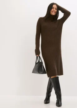 Mujer bonprix bonprix Vestido de punto acanalado con cuello vuelto