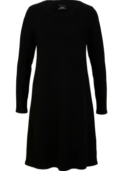 bonprix bonprix Básicos|Vestidos>Vestido de punto con algodón reciclado Negro
