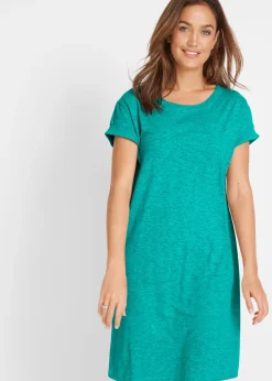 bonprix bonprix Básicos|Vestidos>Vestido de punto con algodón orgánico puro Turquesa mate