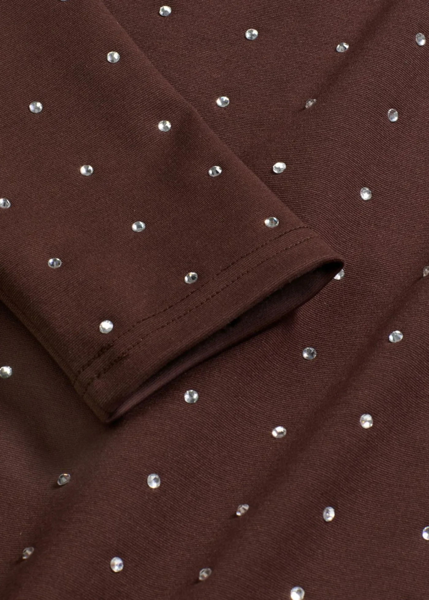 bonprix bonprix Vestidos>Vestido de punto con aplicaciones de piedras brillantes Marrón oscuro