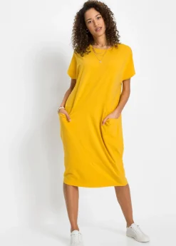 bonprix bonprix Vestidos|Novedades>Vestido de punto con bolsillos rojo avellana