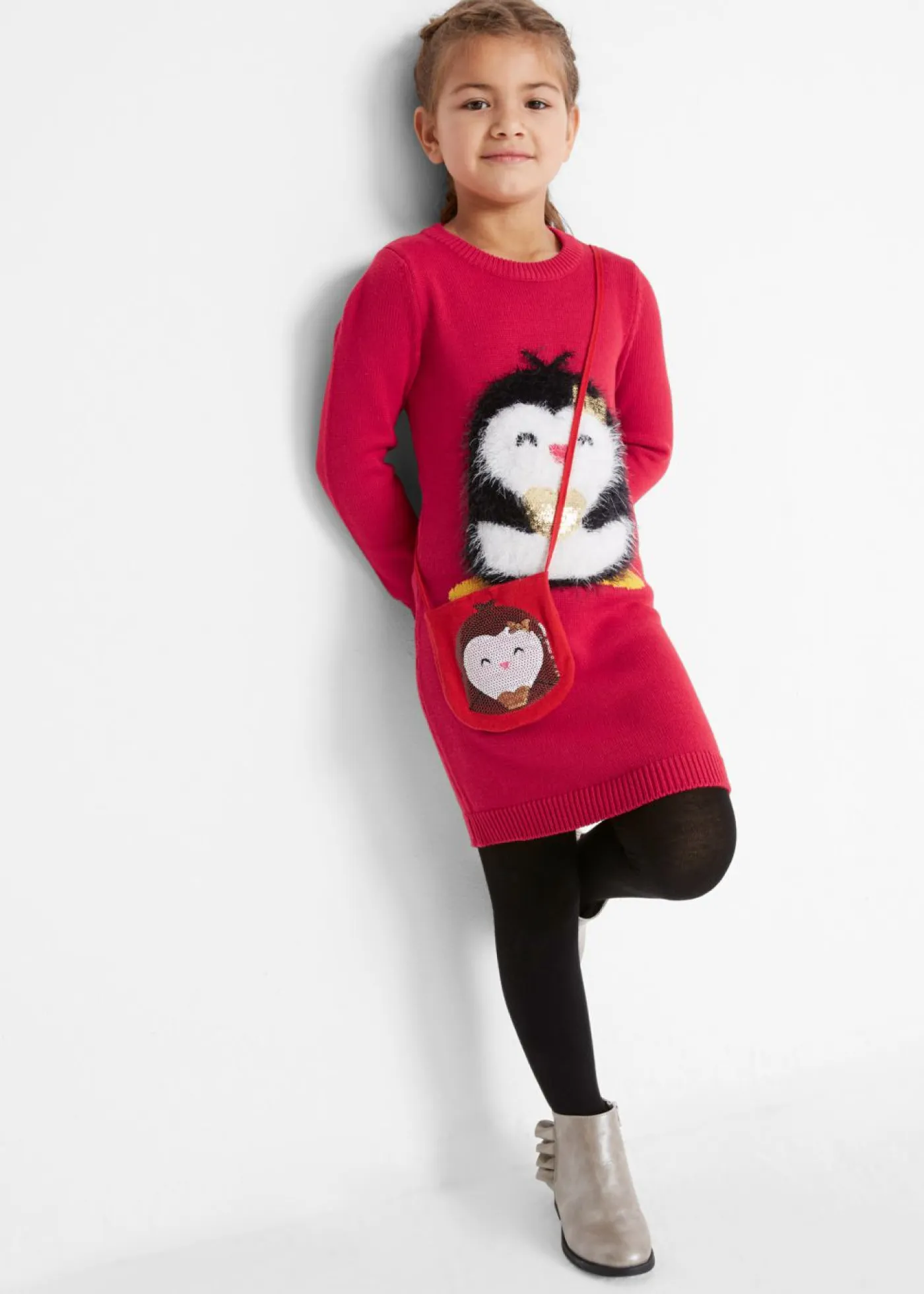 Niños bonprix bonprix Vestido de punto con bolsillo (2 piezas)