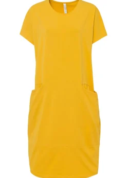 bonprix bonprix Vestidos|Novedades>Vestido de punto con bolsillos Amarillo azafrán
