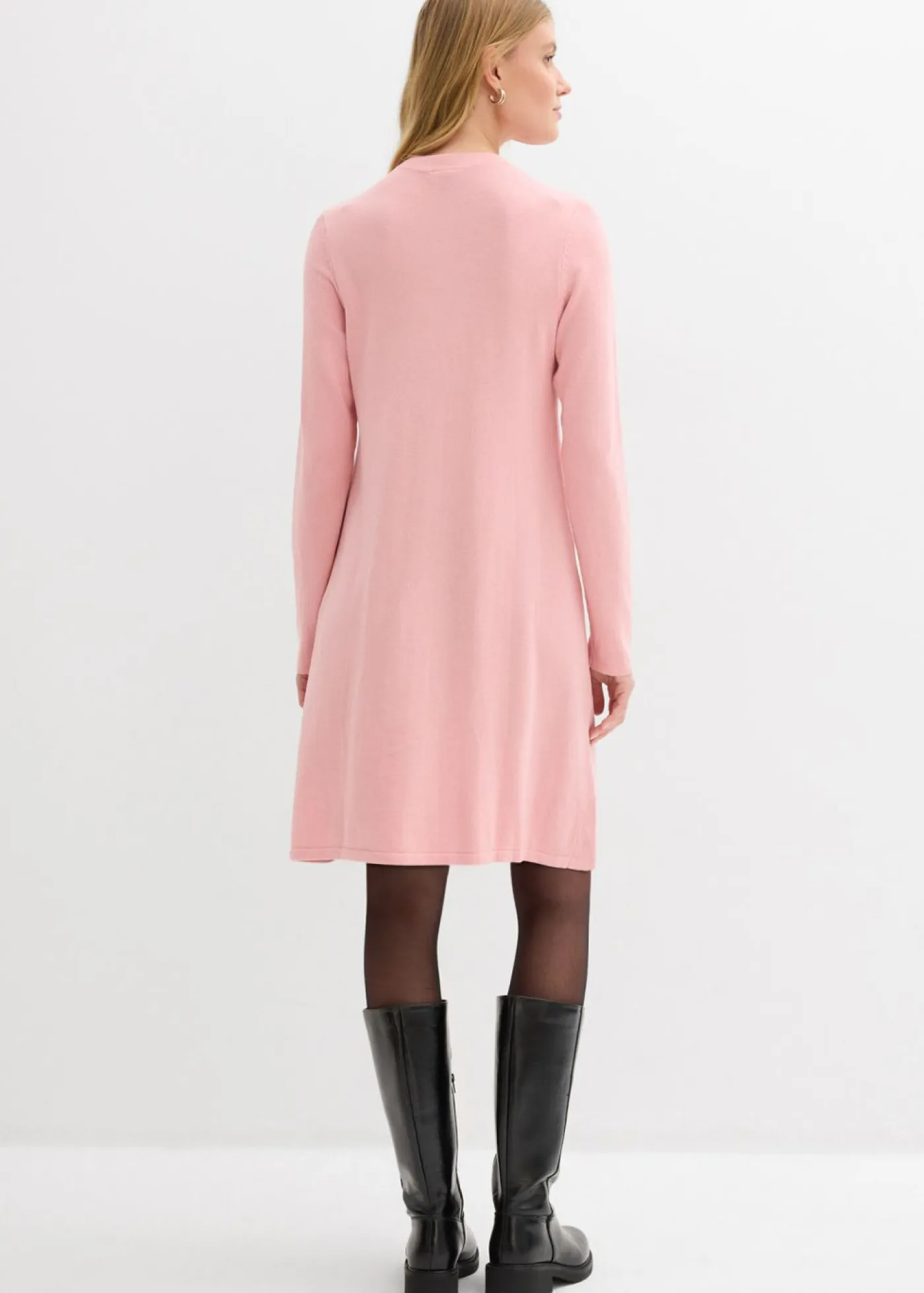 bonprix bonprix Básicos|Vestidos>Vestido de punto con corte en A rosa ceniza moteado