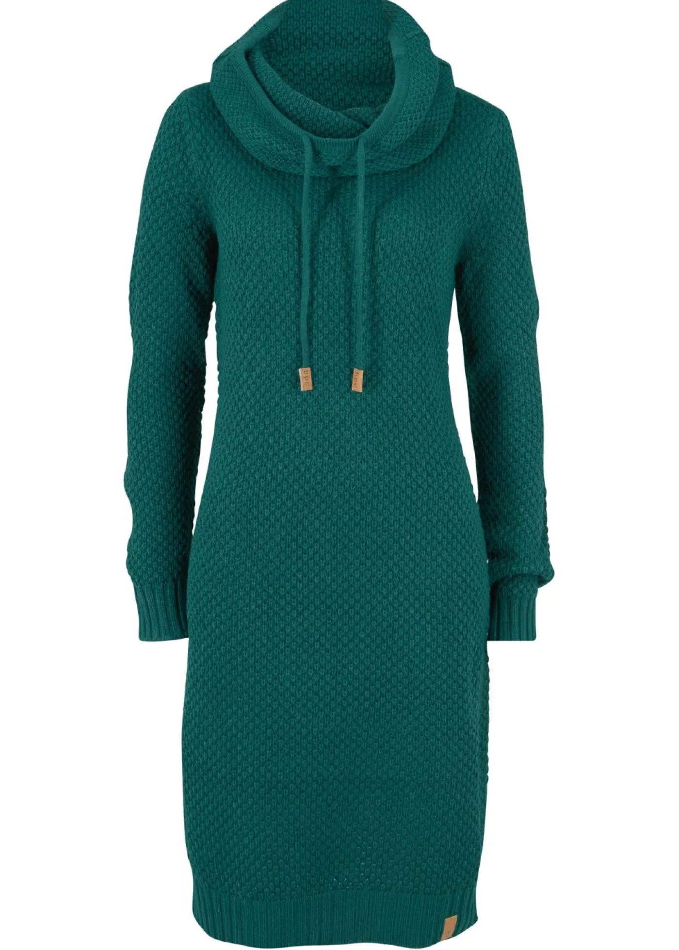 bonprix bonprix Vestidos|Ropa De Punto>Vestido de punto con cuello tipo chal Verde intenso