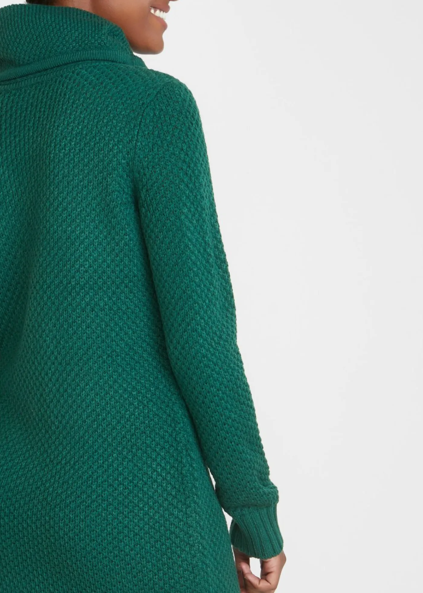 bonprix bonprix Vestidos|Ropa De Punto>Vestido de punto con cuello tipo chal Verde intenso