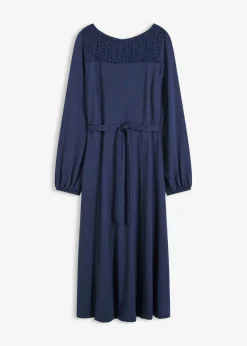 bonprix bonprix Vestidos>Vestido de punto con encaje Azul marino