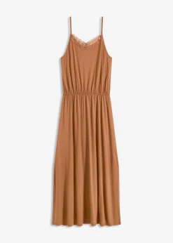 bonprix bonprix Vestidos>Vestido de punto con encaje Marrón castaño