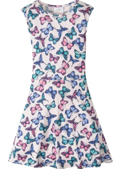 bonprix bonprix Ropa 9 A 16 Años·Vestidos Y Monos>Vestido de punto con estampado de mariposas para niñas rosa pálido