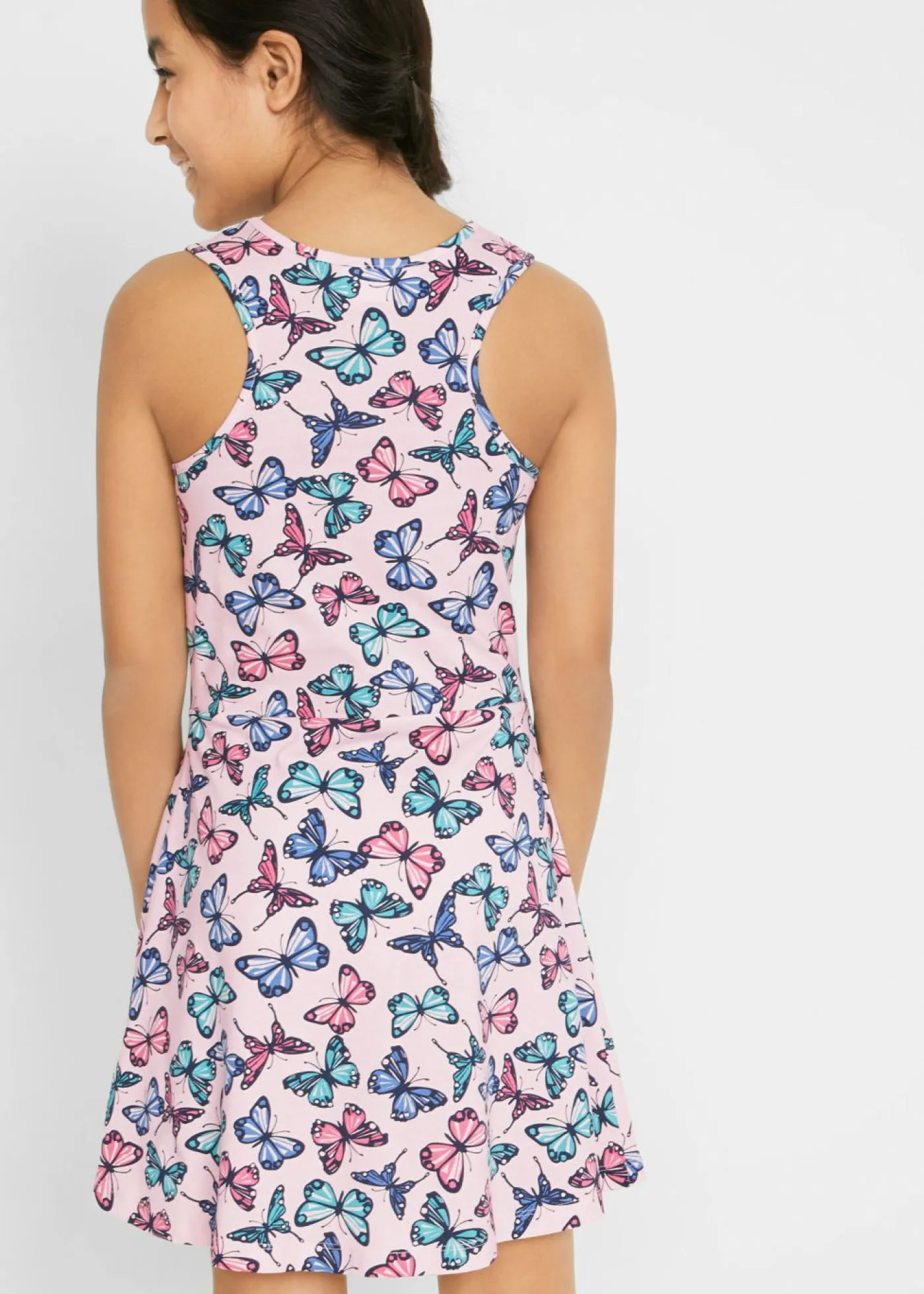 bonprix bonprix Ropa 9 A 16 Años·Vestidos Y Monos>Vestido de punto con estampado de mariposas para niñas rosa pálido