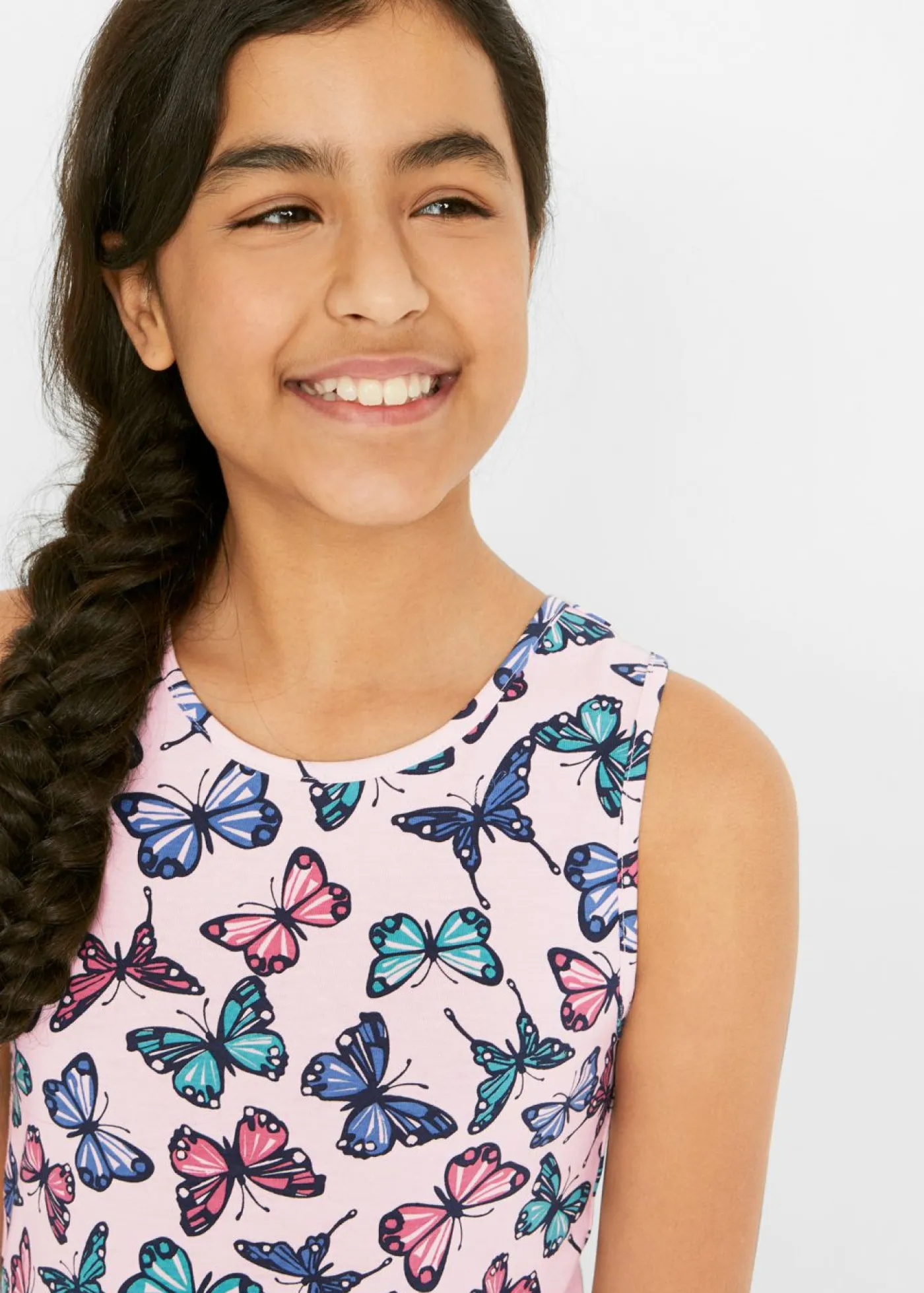 bonprix bonprix Ropa 9 A 16 Años·Vestidos Y Monos>Vestido de punto con estampado de mariposas para niñas rosa pálido