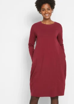 bonprix bonprix Vestidos>Vestido de punto con forma en O Burdeos