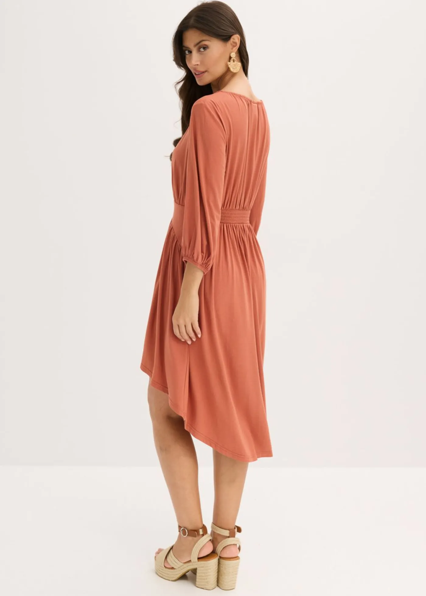 bonprix bonprix Vestidos>Vestido de punto con fruncidos Coñac