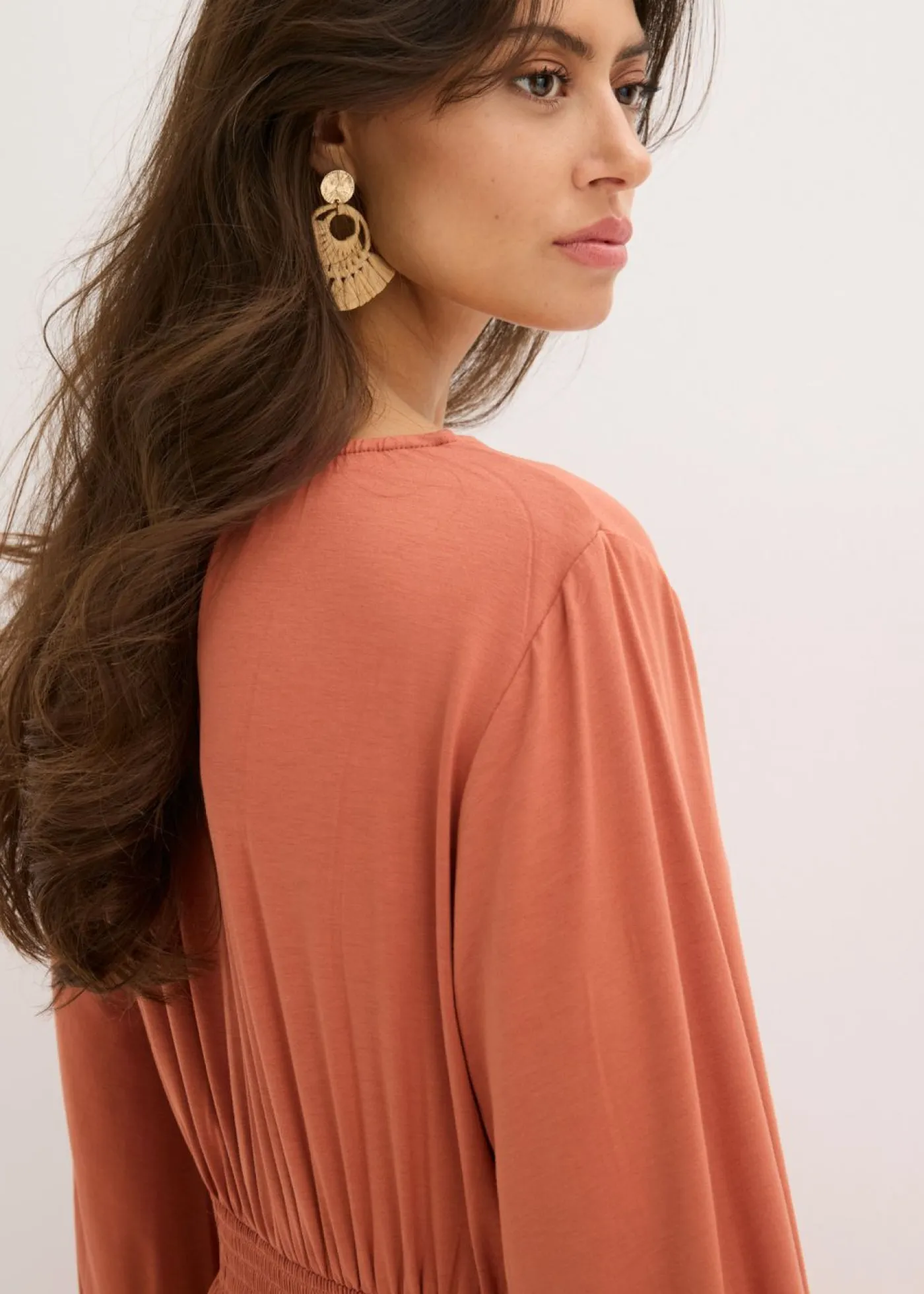 bonprix bonprix Vestidos>Vestido de punto con fruncidos Coñac