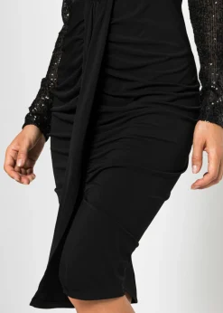 Mujer bonprix bonprix Vestido de punto con lentejuelas y drapeado