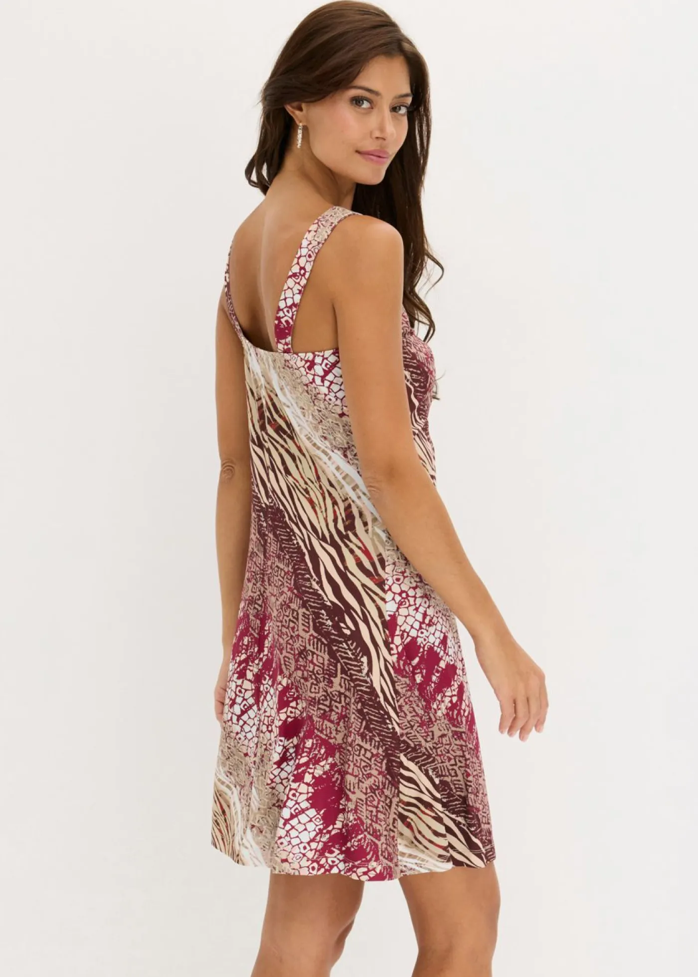 bonprix bonprix Vestidos|Novedades>Vestido de punto con línea en A Rojo sangría