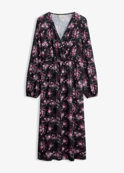 bonprix bonprix Vestidos|Novedades>Vestido de punto con mangas abullonadas Negro con flores