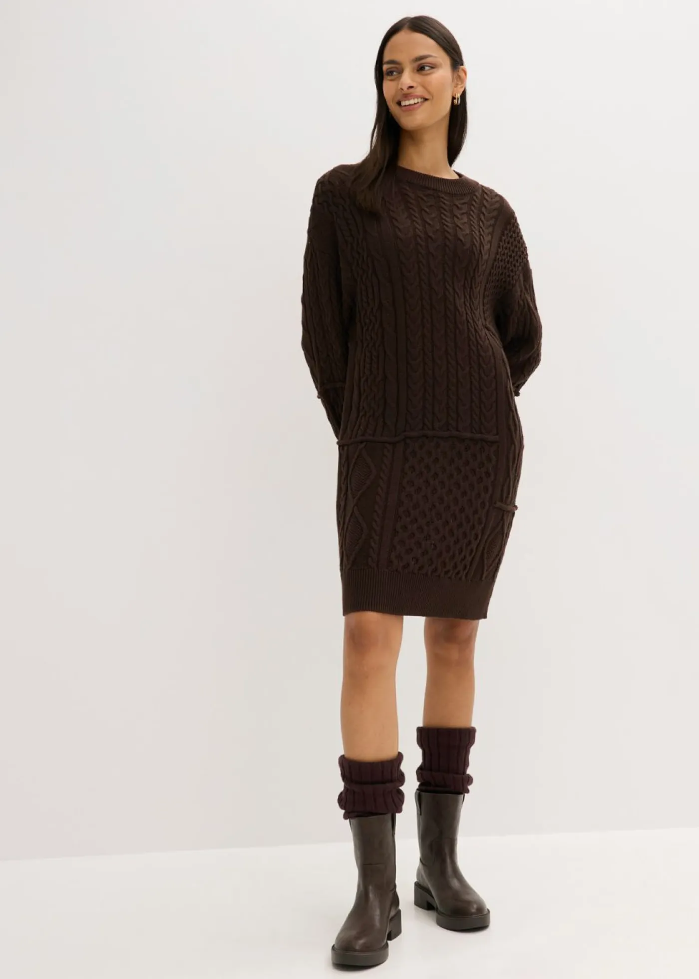 Mujer bonprix bonprix Vestido de punto con patrón trenzado