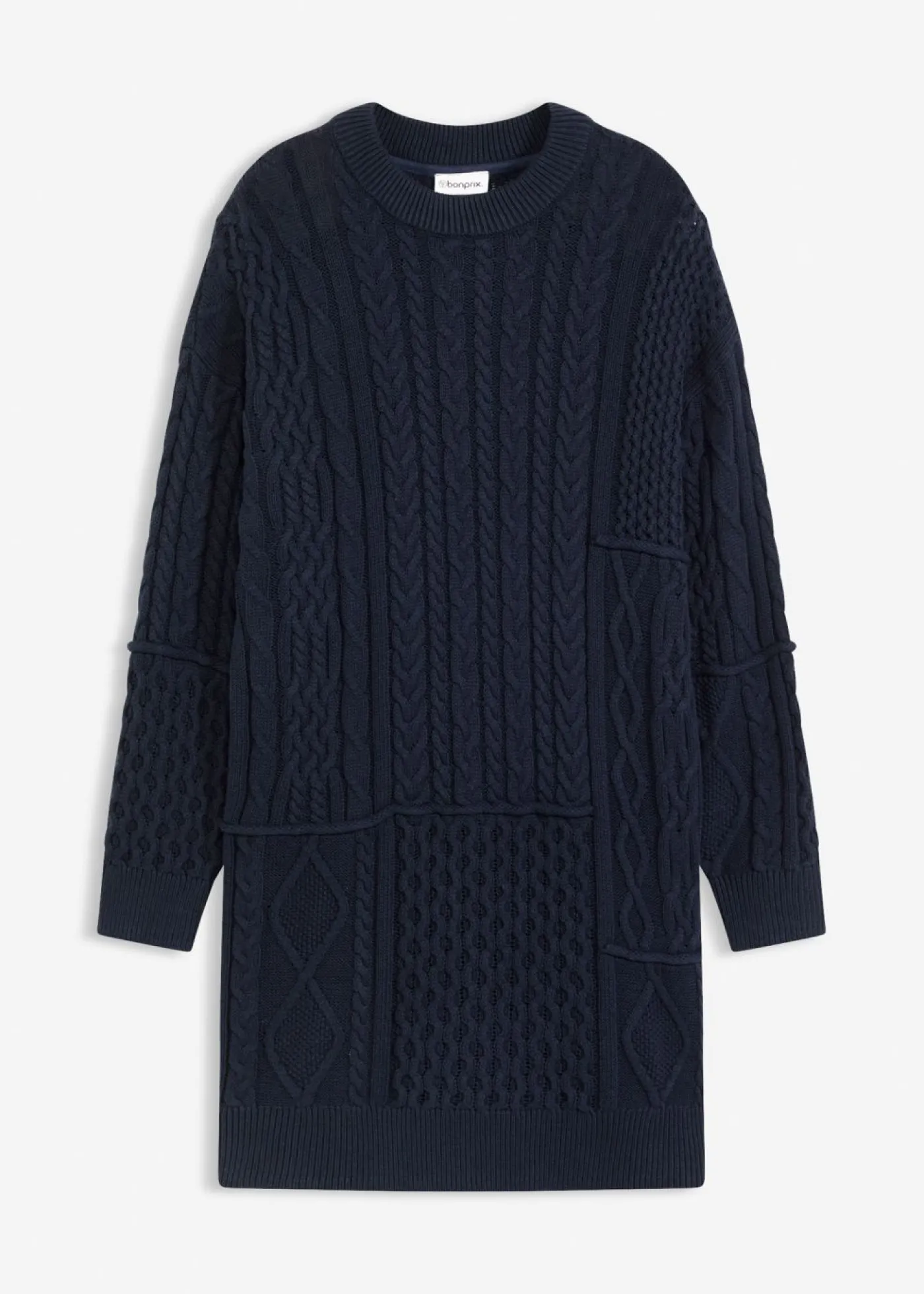 bonprix bonprix Vestidos|Ropa De Punto>Vestido de punto con patrón trenzado azul tinta